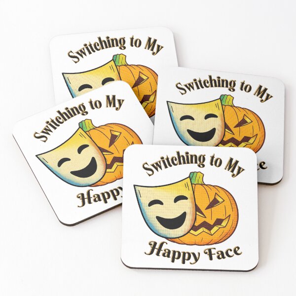 Item preview, Grumpy Jack O' Lantern Switching to My Happy Face Mask | Dark Ink Edition designed and sold by SunandShade.