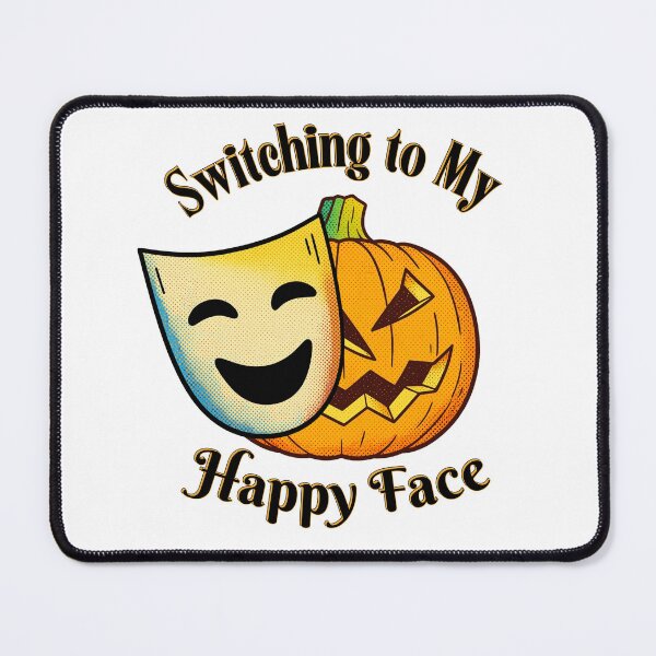 Item preview, Grumpy Jack O' Lantern Switching to My Happy Face Mask | Dark Ink Edition designed and sold by SunandShade.