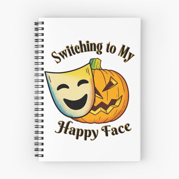 Item preview, Grumpy Jack O' Lantern Switching to My Happy Face Mask | Dark Ink Edition designed and sold by SunandShade.