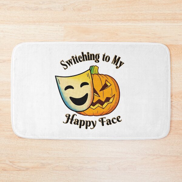 Item preview, Grumpy Jack O' Lantern Switching to My Happy Face Mask | Dark Ink Edition designed and sold by SunandShade.