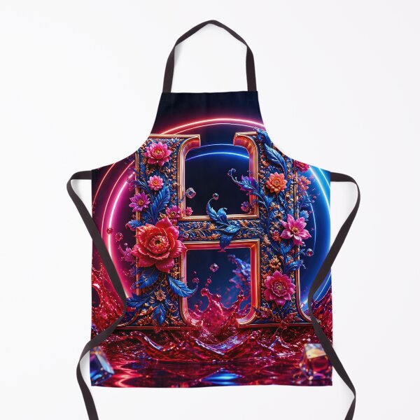 Item preview, Floral Gothic Letter H Neon Water Splash Art – Luxury Botanical Alphabet Design. designed and sold by fbtrisha.