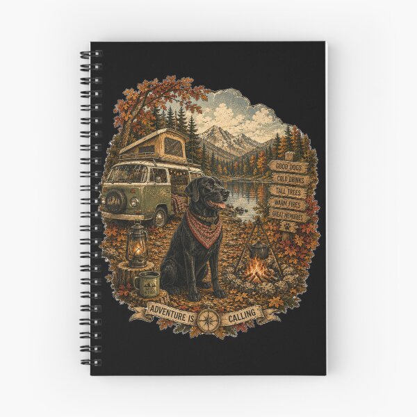 Item preview, Vintage Black Labrador Camping Adventure designed and sold by ARDELVEX STUDIO.