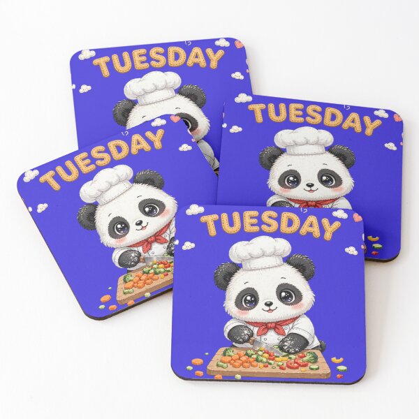 Item preview, Cute Panda Chef Chopping Veggies on Tuesday - Kawaii Cooking Art designed and sold by Surviving Monday Club.