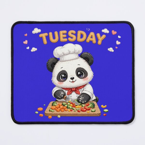 Item preview, Cute Panda Chef Chopping Veggies on Tuesday - Kawaii Cooking Art designed and sold by Surviving Monday Club.