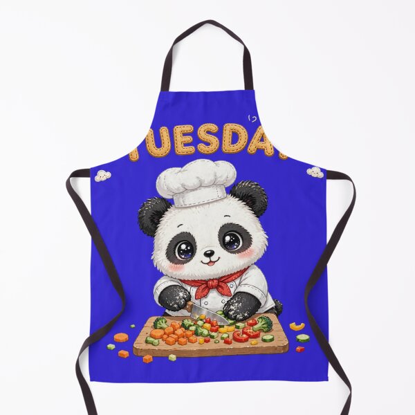 Item preview, Cute Panda Chef Chopping Veggies on Tuesday - Kawaii Cooking Art designed and sold by Surviving Monday Club.