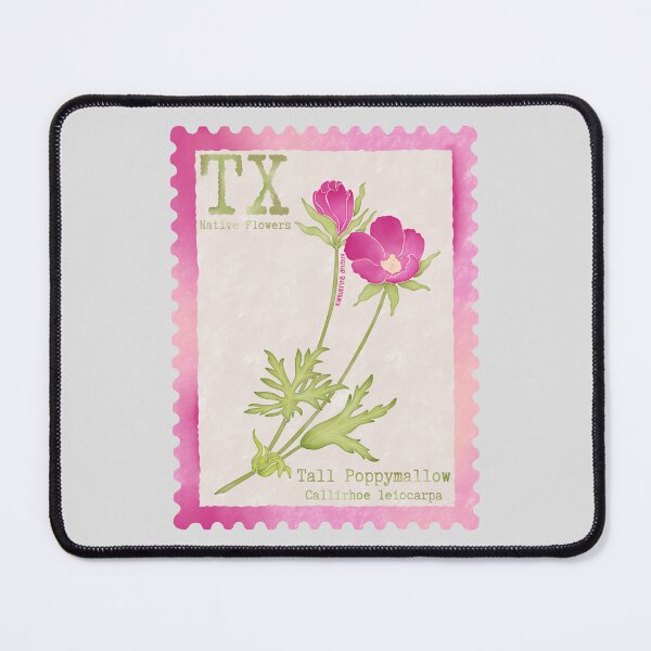 Item preview, Texas Native Flower Tall Poppymallow Watercolor Vintage Postage Stamp designed and sold by Marguerite Artistry.