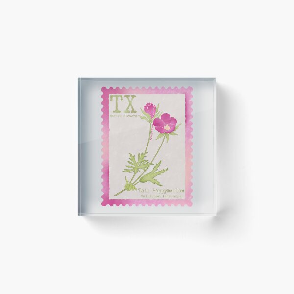 Item preview, Texas Native Flower Tall Poppymallow Watercolor Vintage Postage Stamp designed and sold by Marguerite Artistry.