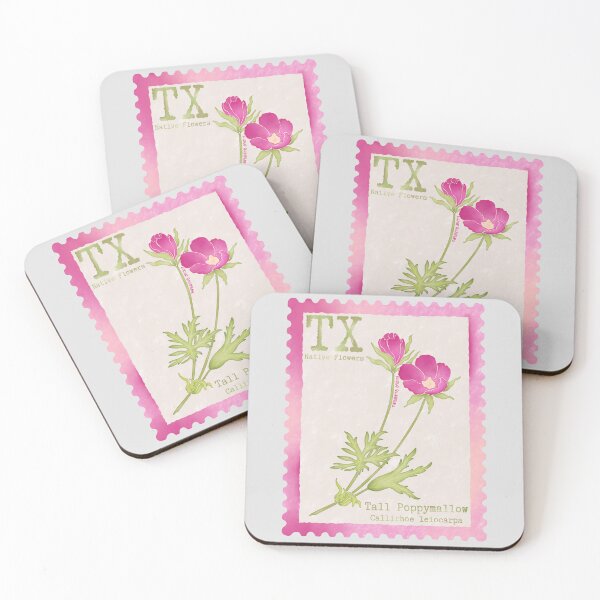 Item preview, Texas Native Flower Tall Poppymallow Watercolor Vintage Postage Stamp designed and sold by Marguerite Artistry.