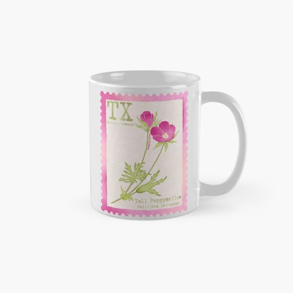 Item preview, Texas Native Flower Tall Poppymallow Watercolor Vintage Postage Stamp designed and sold by Marguerite Artistry.