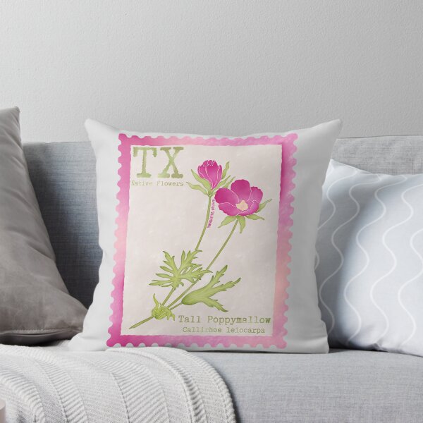 Item preview, Texas Native Flower Tall Poppymallow Watercolor Vintage Postage Stamp designed and sold by Marguerite Artistry.