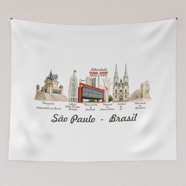 Item preview, Copy of Sao Paulo Brazil Skyline – Vintage Watercolor  Landmarks Illustration designed and sold by Sampa In Focus.