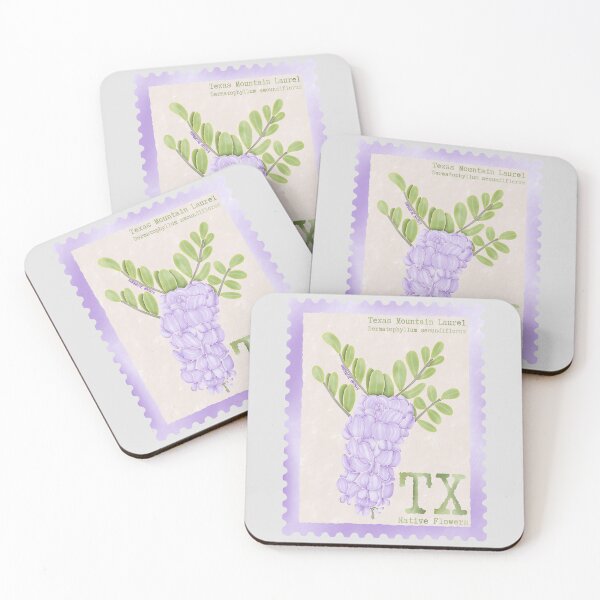 Item preview, Texas Native Flower Texas Mountain Laurel Watercolor Vintage Postage Stamp designed and sold by Marguerite Artistry.