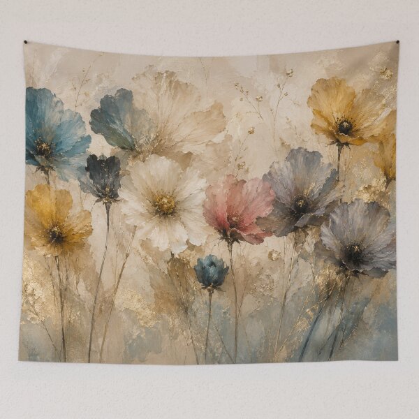 Item preview, Abstract Wildflower Meadow – Blue Gold Floral Art designed and sold by GSizzle1.
