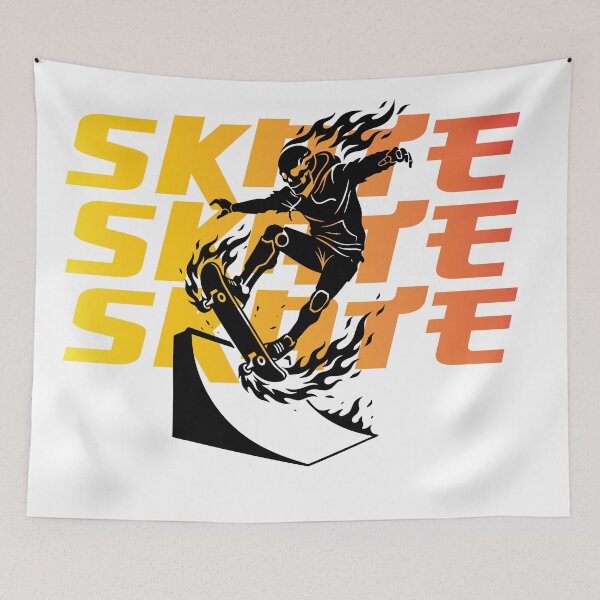 Item preview, Skate Skate Skate Flaming Skeleton Graphic designed and sold by bolayousri.