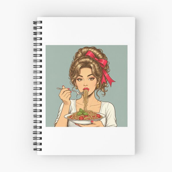 Item preview, Retro Pop Art Woman Eating Spaghetti - Vintage Italian Pasta Illustration designed and sold by Vision Crafted.