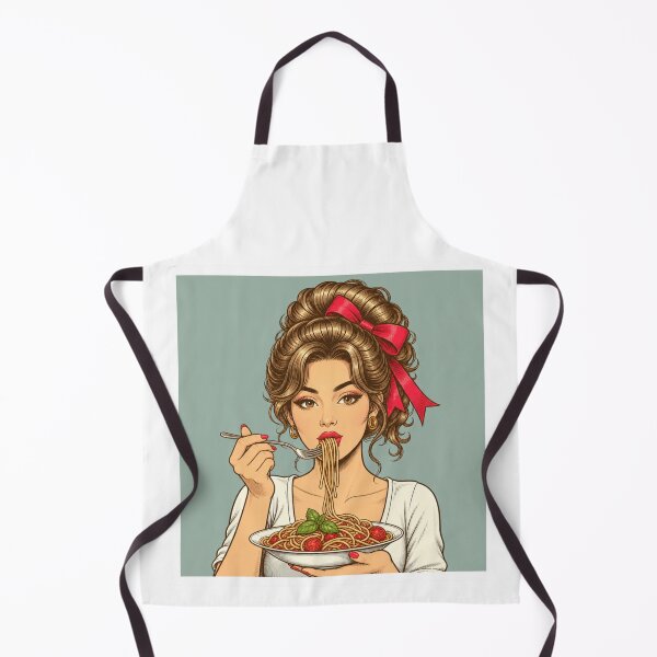 Item preview, Retro Pop Art Woman Eating Spaghetti - Vintage Italian Pasta Illustration designed and sold by Vision Crafted.
