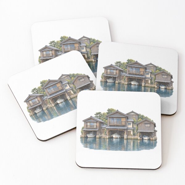 Item preview, Ine funaya boathouse in Kyoto Digital Watercolour designed and sold by FurusatoGallery.
