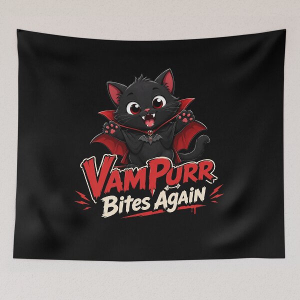 Item preview, Vampurr Bites Again Funny Cat designed and sold by TheEndDesign.
