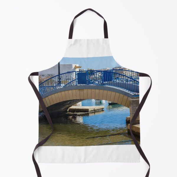 Item preview, Blue Arch Bridge Over Calm Harbor Water With City Buildings In Background designed and sold by Nmallia.