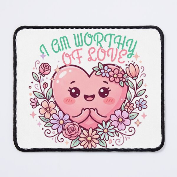 Item preview, I Am Worthy Of Love Positive Quote Cute Heart floral designed and sold by adlkh.