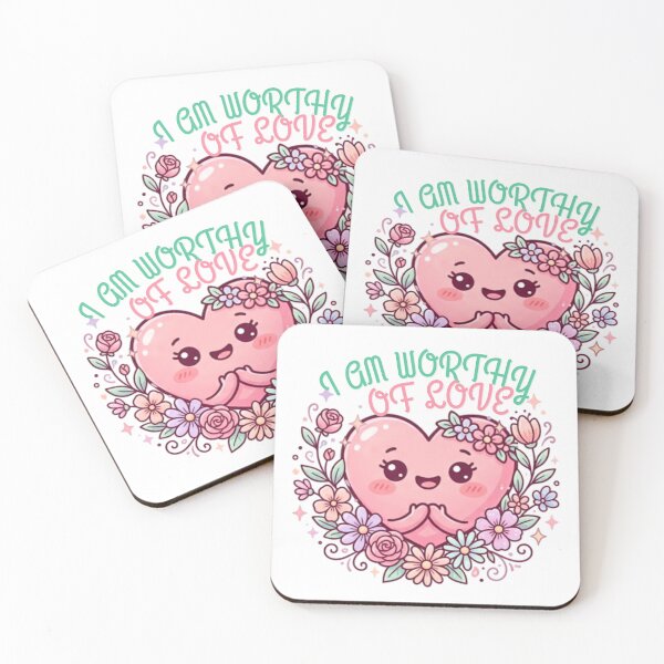 Item preview, I Am Worthy Of Love Positive Quote Cute Heart floral designed and sold by adlkh.