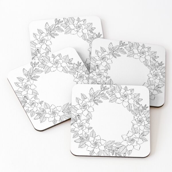 Item preview, Gardenia Wreath Line Art Elegant White Floral Crown  designed and sold by RareBotanical .
