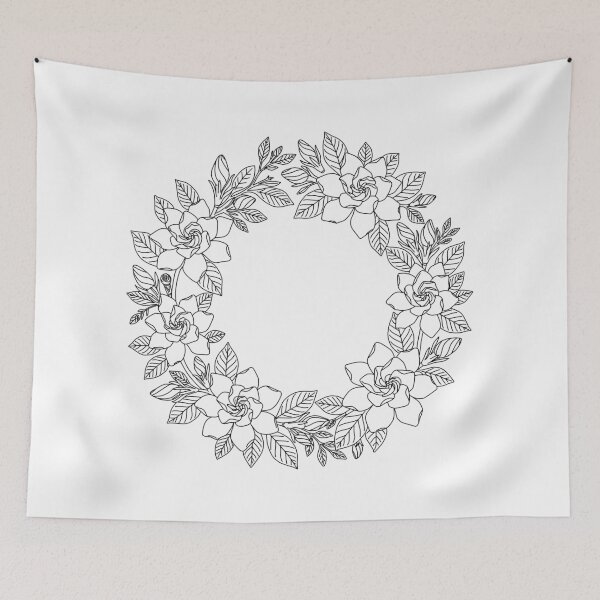 Item preview, Gardenia Wreath Line Art Elegant White Floral Crown  designed and sold by RareBotanical .
