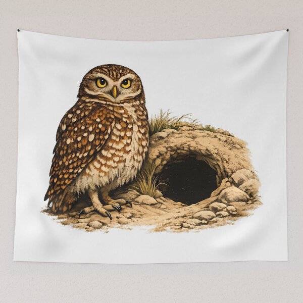 Item preview, Burrowing owl next to a burrow in the prairie designed and sold by Daily Quirk.