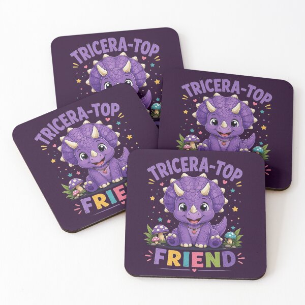 Item preview, Tricera‑Top Friend – Cute Purple Dinosaur Cartoon Illustration designed and sold by Dogandesighn.