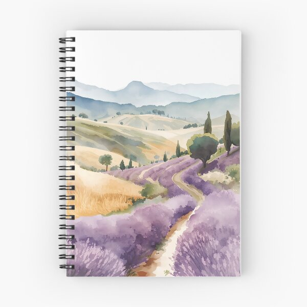 Item preview, Watercolor Lavender Field Countryside Landscape with Cypress Trees designed and sold by stylishdzign.