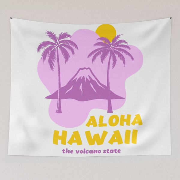 Item preview, Aloha Hawaii Volcano and Palm Trees Vintage Art designed and sold by bolayousri.