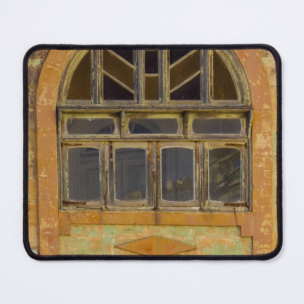 Item preview, Weathered Arch Window With Peeling Paint On A Vintage Building Facade designed and sold by Nmallia.