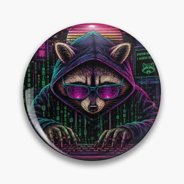 Item preview, Cyberpunk Hacker Raccoon – Neon Digital Sunset Illustration designed and sold by Dogandesighn.