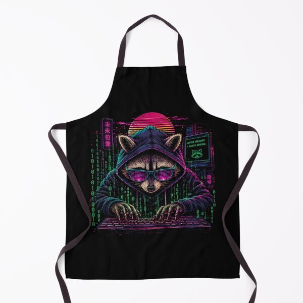 Item preview, Cyberpunk Hacker Raccoon – Neon Digital Sunset Illustration designed and sold by Dogandesighn.