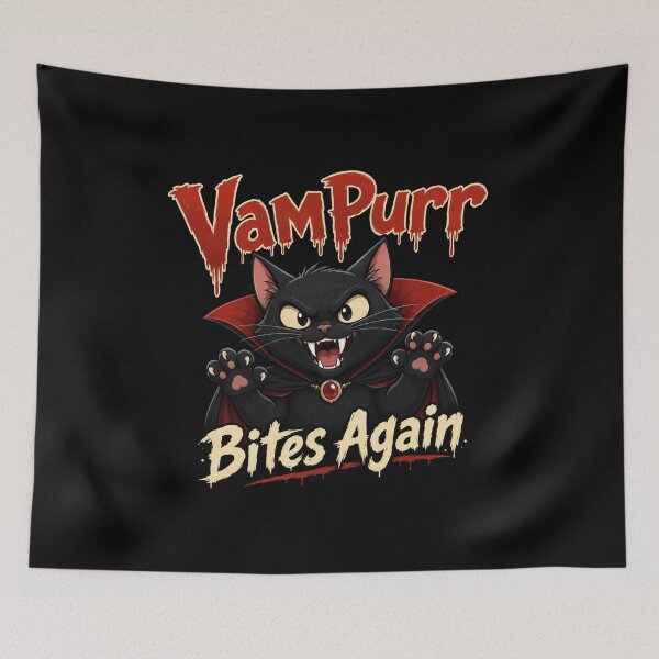 Item preview, Vampurr Bites Again Funny Cat designed and sold by TheEndDesign.