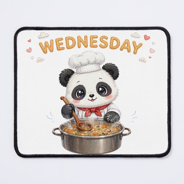 Item preview, Cute Panda Chef Cooking Soup on Wednesday - Kawaii Kitchen Art designed and sold by Surviving Monday Club.