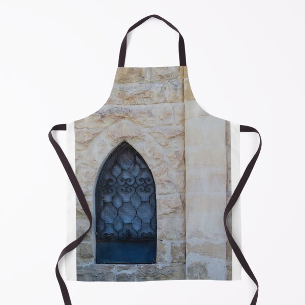 Item preview, Rustic Stone Wall With Arched Window And Decorative Iron Bars On Exterior Building designed and sold by Nmallia.