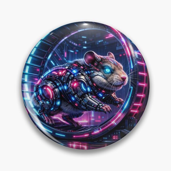 Item preview, Cybernetic Hamster in Neon Wheel – Futuristic Sci‑Fi Art designed and sold by synthesisnft.