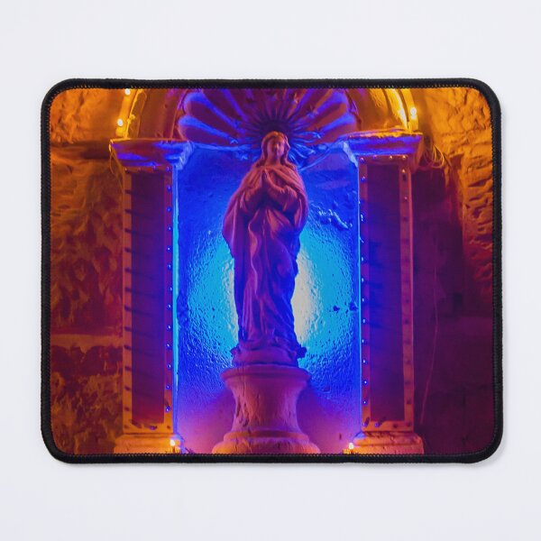 Item preview, Statue in Stone Niche Bathed in Blue Light with Warm Orange Halo and Fairy-Lit Surroundings designed and sold by Nmallia.