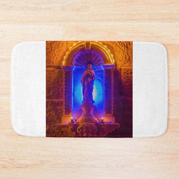 Item preview, Statue in Stone Niche Bathed in Blue Light with Warm Orange Halo and Fairy-Lit Surroundings designed and sold by Nmallia.