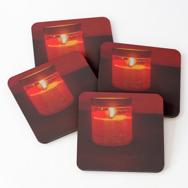 Item preview, Red Candle in Glass Jar Illuminates Dark Scene with Warm Glow and Cozy Ambiance designed and sold by Nmallia.
