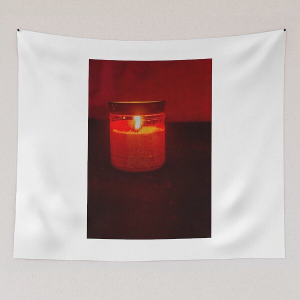 Item preview, Red Candle in Glass Jar Illuminates Dark Scene with Warm Glow and Cozy Ambiance designed and sold by Nmallia.