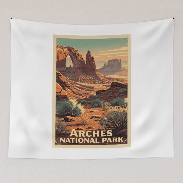 Item preview, Arches National Park Vintage Travel Art designed and sold by Teelogic.