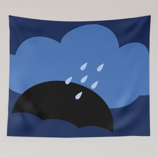 Item preview, Minimalist Rainy Day Blue Cloud and Umbrella Doodle designed and sold by ZorianArt.
