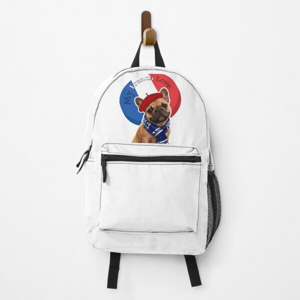 Item preview, My French Love - Cute French Bulldog with French Flag, Beret & Scarf | Funny Frenchie Sticker designed and sold by Avohai!.