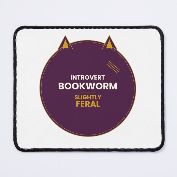 Item preview, Introvert Bookworm Slightly Feral Funny Cat Badge T-Shirt designed and sold by Mega-Shopping.