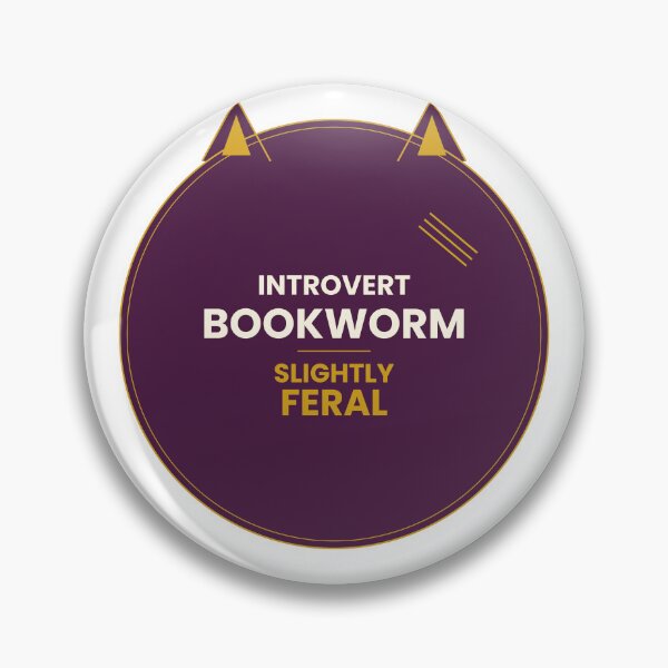 Item preview, Introvert Bookworm Slightly Feral Funny Cat Badge T-Shirt designed and sold by Mega-Shopping.