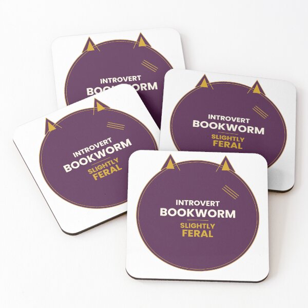 Item preview, Introvert Bookworm Slightly Feral Funny Cat Badge T-Shirt designed and sold by Mega-Shopping.