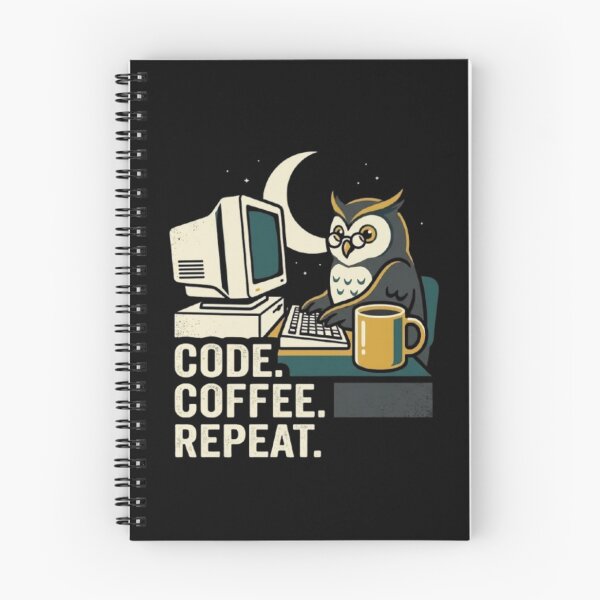 Artikelvorschau, Code Coffee Repeat – Illustration für einen Nachteulen-Programmierer entworfen und verkauft von Dogandesighn.
