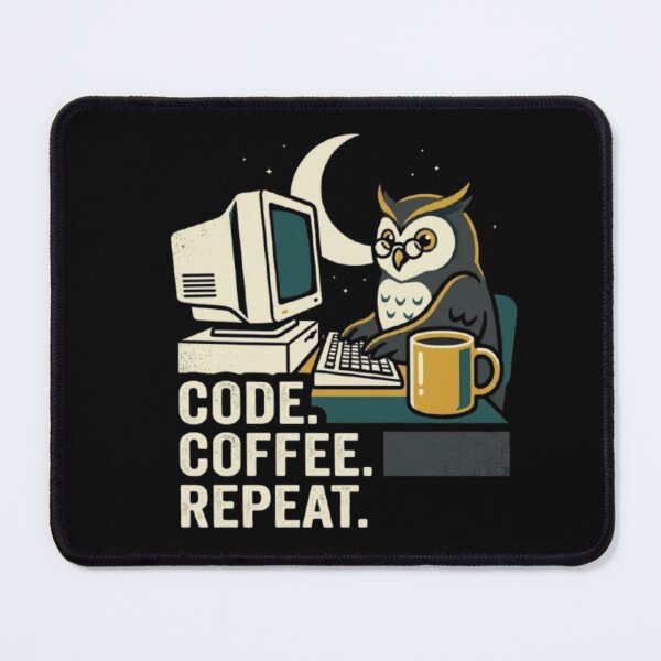 Item preview, Code Coffee Repeat – Night Owl Programmer Illustration designed and sold by Dogandesighn.